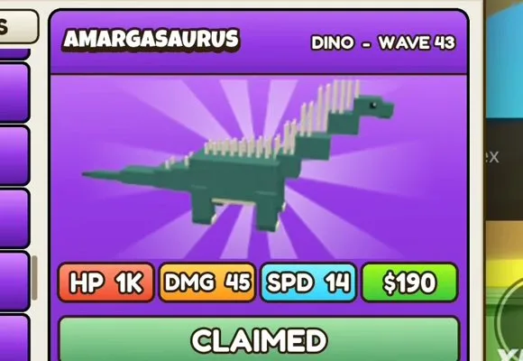 Amargasaurus in Build a Dino Defense 🦖
