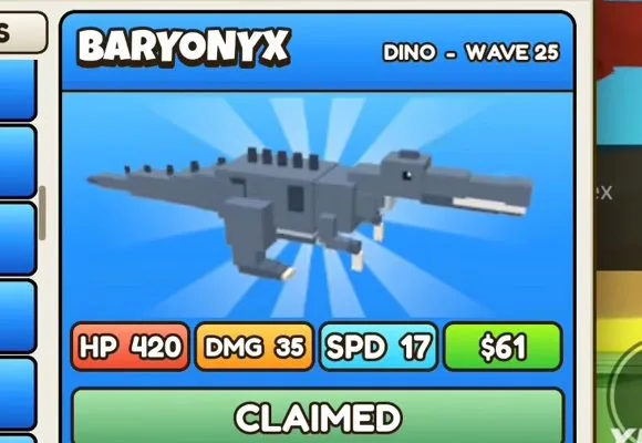 Baryonyx in Build a Dino Defense 🦖