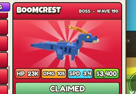 Boomcrest in Build a Dino Defense 🦖
