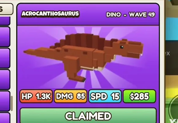 Acrocanthosaurus in Build a Dino Defense 🦖